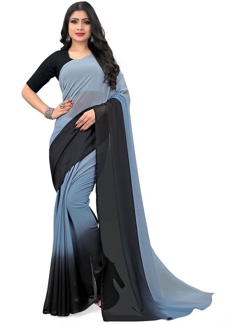 ombre georgette saree with blouse - 21407122 - Very Small Image - 1