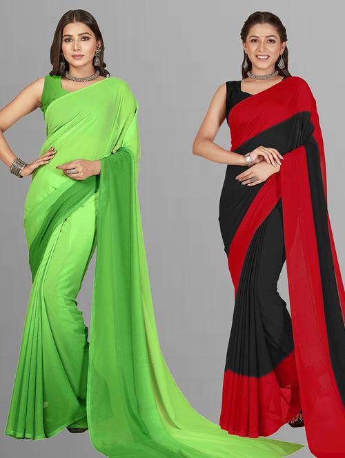 pack of 2 casual wear sarees with blouse - 21407278 - Very Small Image - 1