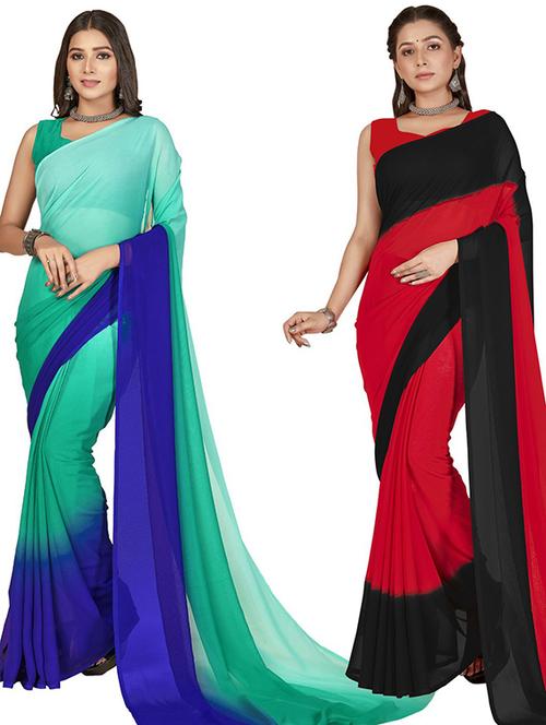 pack of 2 casual wear sarees with blouse - 21407282 - Very Small Image - 1
