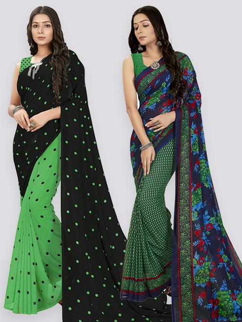 pack of 2 printed casual wear sarees with blouse - 21407289 - Very Small Image - 1