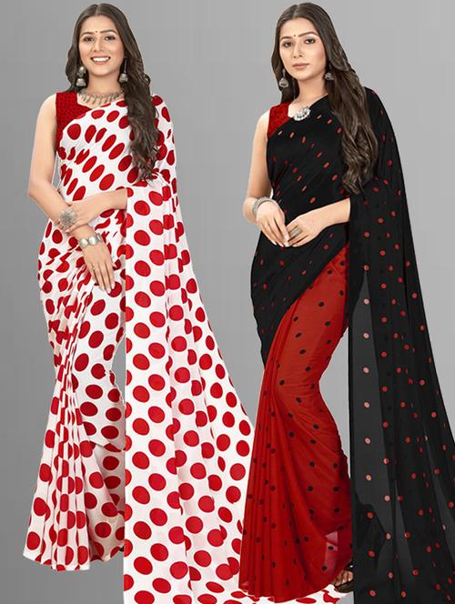 pack of 2 casual wear combo sarees with blouse - 21407295 - Very Small Image - 1