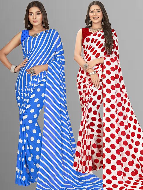 pack of 2 printed casual wear sarees with blouse - 21407329 - Very Small Image - 1