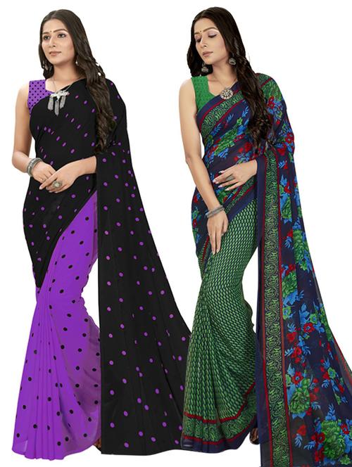 pack of 2 women printed sarees with blouse - 21407369 - Very Small Image - 1