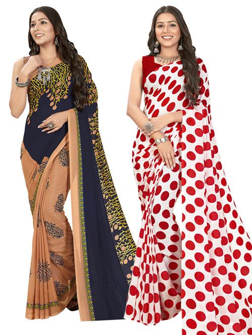 pack of 2 women printed sarees with blouse - 21407390 - Very Small Image - 1