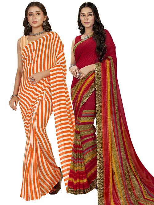 women pack of 2 printed saree with blouse - 21407456 - Very Small Image - 1