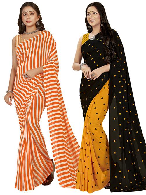 pack of 2 multi colored combo saree with blouse - 21407458 - Very Small Image - 1