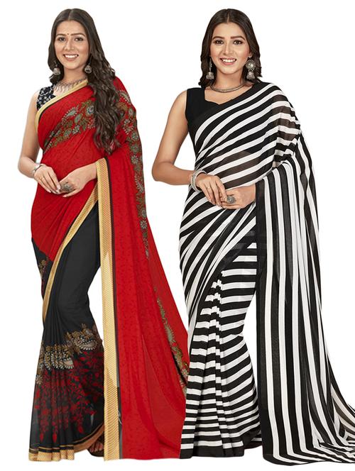 pack of 2 multi colored combo saree with blouse - 21407459 - Very Small Image - 1