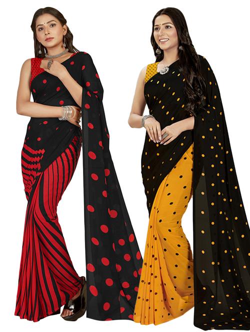 pack of 2 multi colored combo saree with blouse - 21407474 - Very Small Image - 1