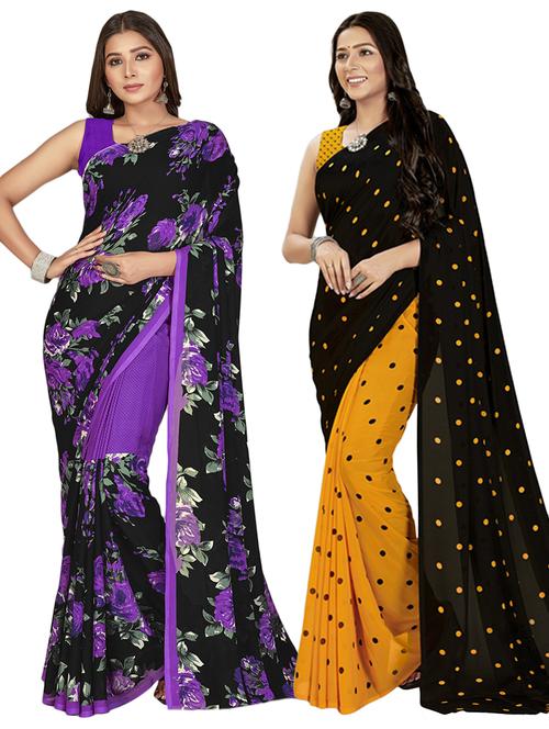women pack of 2 printed saree with blouse - 21407481 - Very Small Image - 1