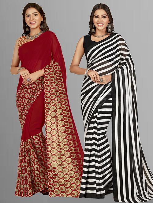 women pack of 2 printed saree with blouse - 21407491 - Very Small Image - 1