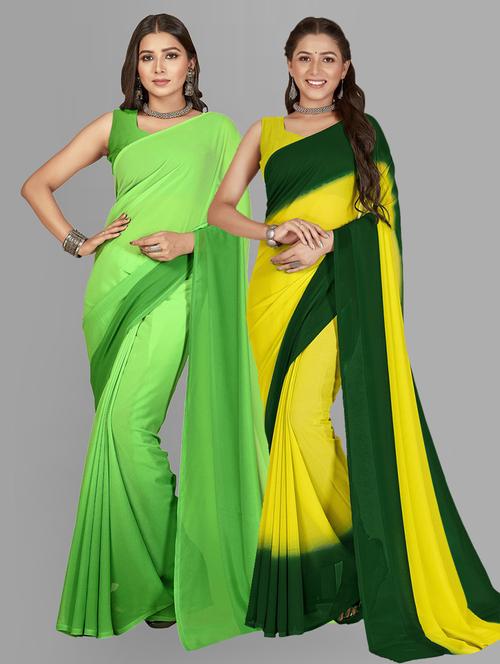 women pack of 2 printed saree with blouse - 21407502 - Very Small Image - 1