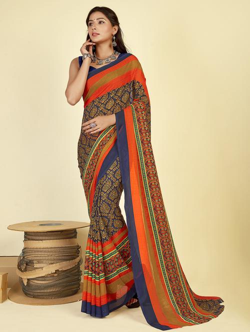 women printed saree with blouse - 21407930 - Very Small Image - 1
