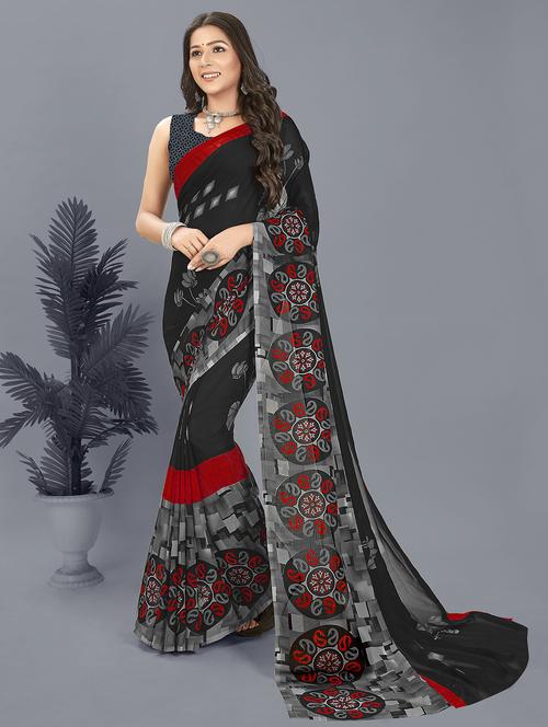 women printed saree with blouse - 21408549 - Very Small Image - 1