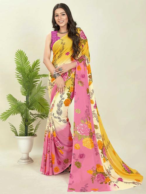 women printed saree with blouse - 21408749 - Very Small Image - 1