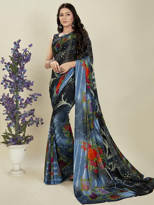 women printed saree with blouse - 21408769 - Very Small Image - 1