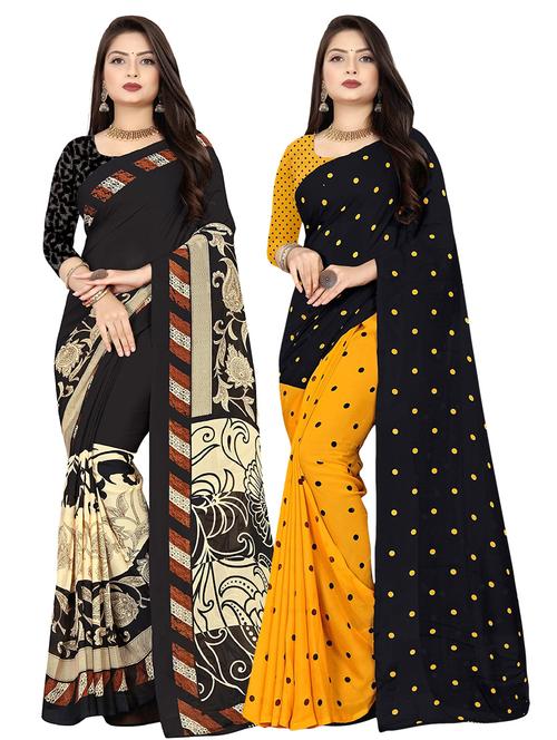 pack of 2 printed casual wear sarees with blouse - 21409734 - Very Small Image - 1