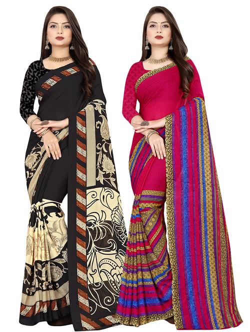 pack of 2 printed casual wear sarees with blouse - 21409807 - Very Small Image - 1