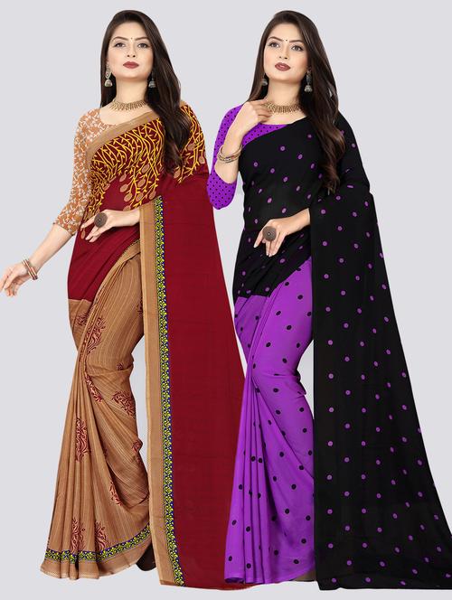 pack of 2 printed casual wear sarees with blouse - 21409969 - Very Small Image - 1