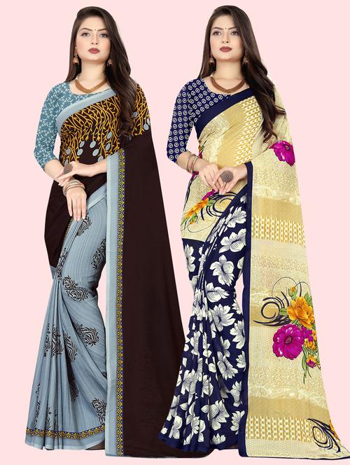 women printed casual wear saree with blouse - 21410051 - Very Small Image - 1