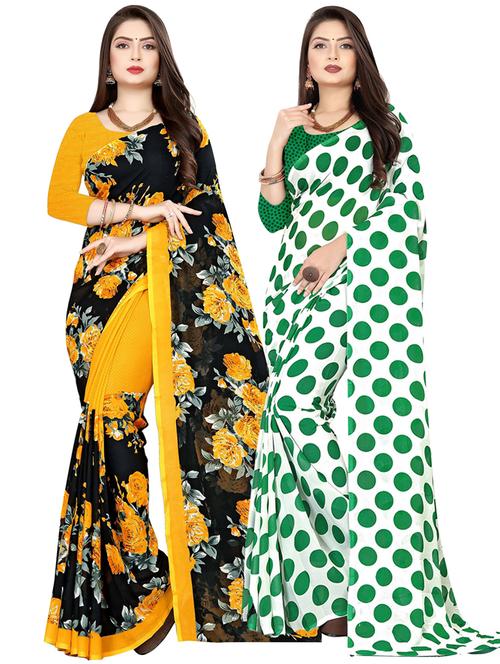 pack of 2 printed saree with blouse - 21410285 - Very Small Image - 1