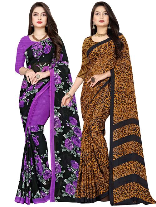 pack of 2 printed saree with blouse - 21410287 - Very Small Image - 1