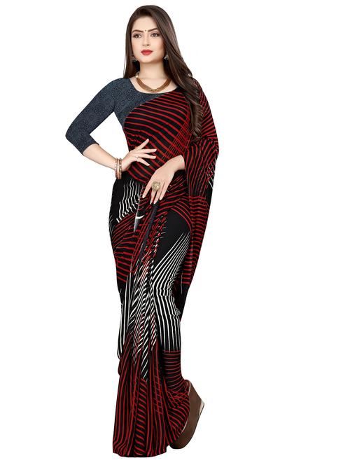 women black printed georgette saree with blouse - 21410691 - Very Small Image - 1