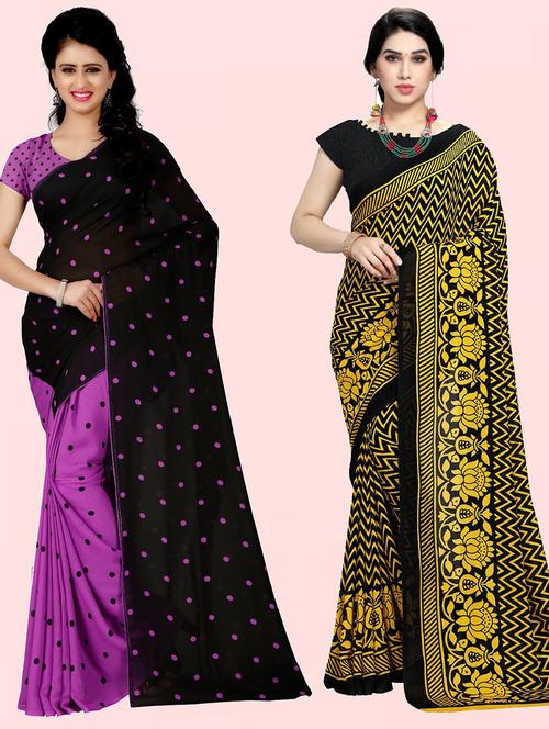 women pack of 2 casual wear combo sarees with blouse - 21410722 - Very Small Image - 1