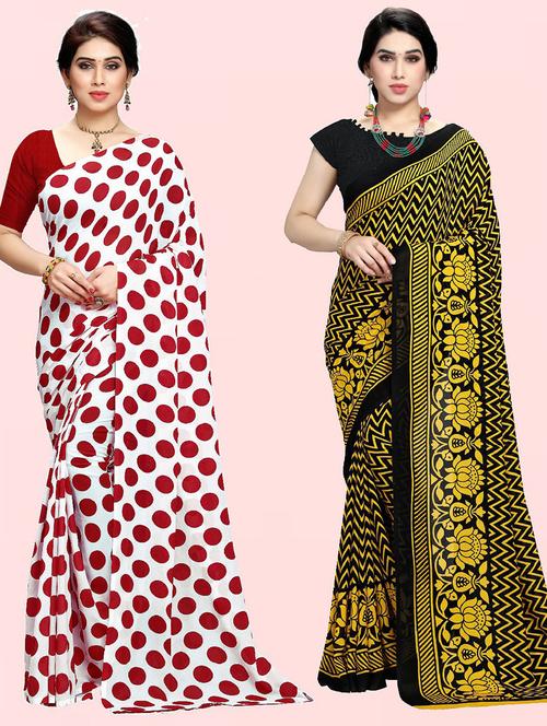 women pack of 2 casual wear combo sarees with blouse - 21410731 - Very Small Image - 1