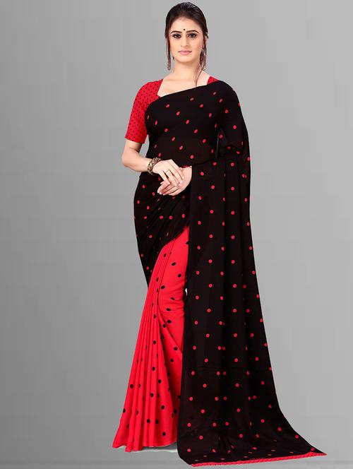 women red printed georgette saree with blouse - 21410807 - Very Small Image - 1