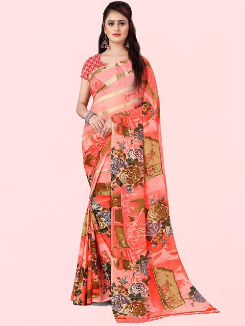 women printed saree with blouse - 21410858 - Very Small Image - 1