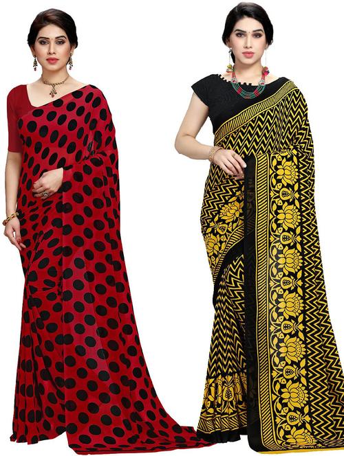 women pack of 2 casual wear combo sarees with blouse - 21410867 - Very Small Image - 1