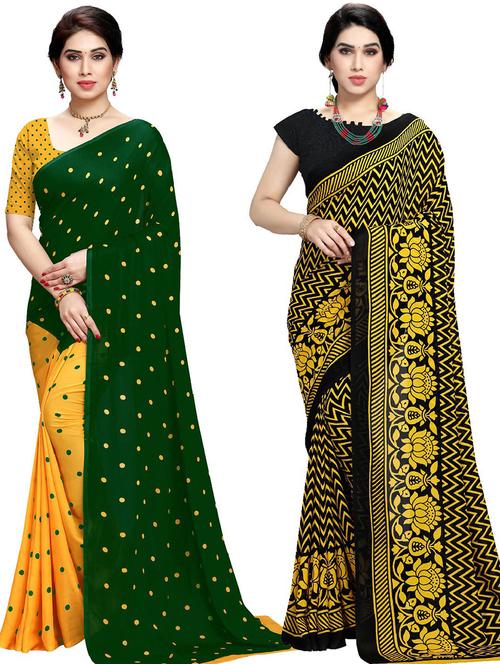  women pack of 2 casual wear combo sarees with blouse - 21410870 - Very Small Image - 1
