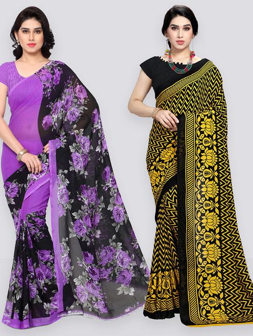 women pack of 2 casual wear combo sarees with blouse - 21410874 - Very Small Image - 1