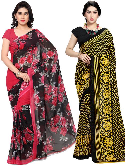 women pack of 2 casual wear combo sarees with blouse - 21410896 - Very Small Image - 1