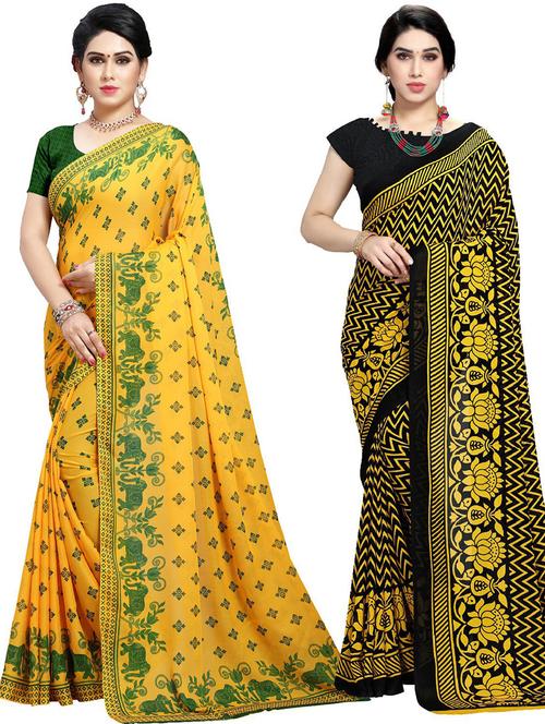women pack of 2 casual wear combo sarees with blouse - 21410897 - Very Small Image - 1