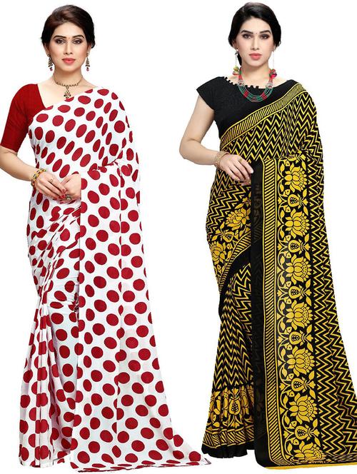 women pack of 2 casual wear combo sarees with blouse - 21410905 - Very Small Image - 1