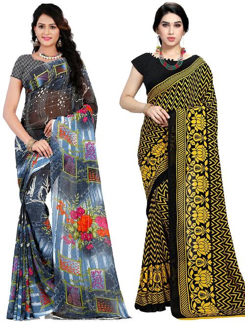 women pack of 2 casual wear combo sarees with blouse - 21410912 - Very Small Image - 1