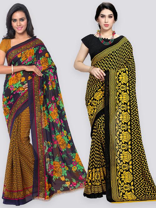 women pack of 2 casual wear combo sarees with blouse - 21410916 - Very Small Image - 1