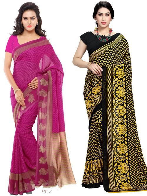 women pack of 2 casual wear combo sarees with blouse - 21410924 - Very Small Image - 1