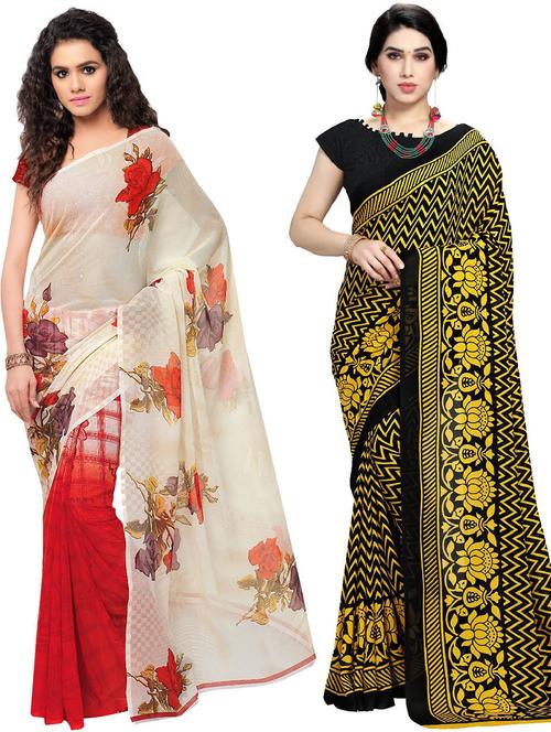women pack of 2 casual wear combo sarees with blouse - 21410936 - Very Small Image - 1