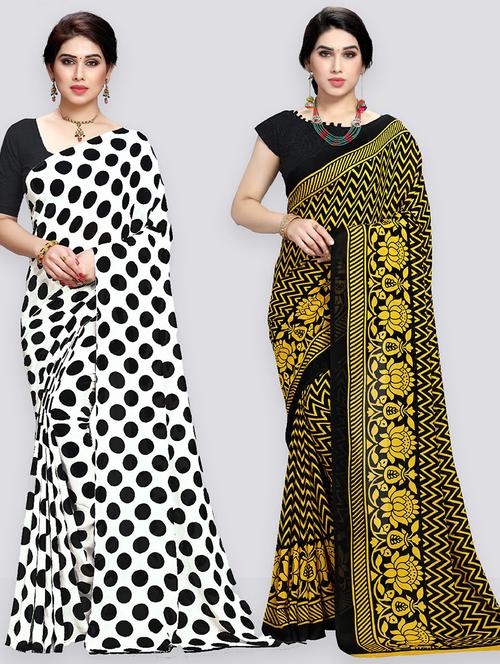 women pack of 2 casual wear combo sarees with blouse - 21410949 - Very Small Image - 1