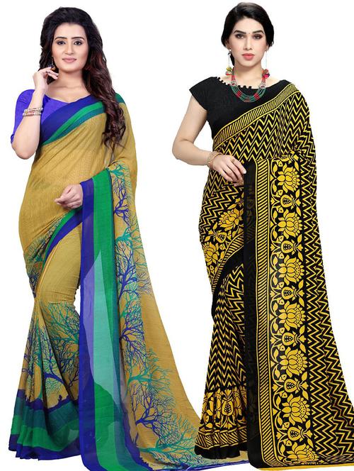 women pack of 2 casual wear combo sarees with blouse - 21410953 - Very Small Image - 1