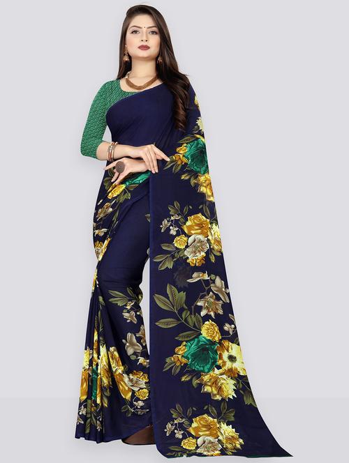 floral printed saree with blouse - 21411815 - Very Small Image - 1