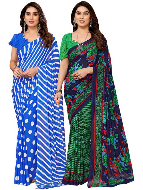 pack of 2 printed casual wear sarees with blouse - 21411849 - Very Small Image - 1