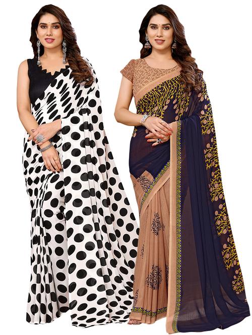 pack of 2 printed casual wear sarees with blouse - 21411853 - Very Small Image - 1