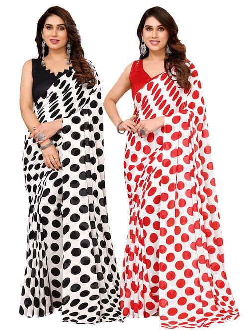 pack of 2 printed casual wear sarees with blouse - 21411870 - Very Small Image - 1
