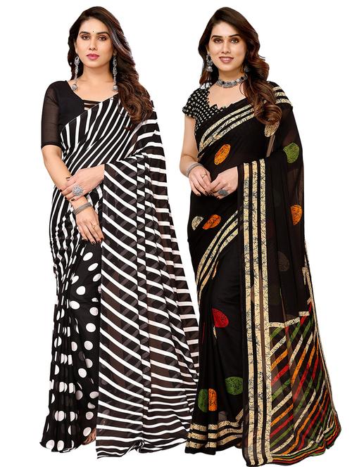pack of 2 printed casual wear sarees with blouse - 21411876 - Very Small Image - 1