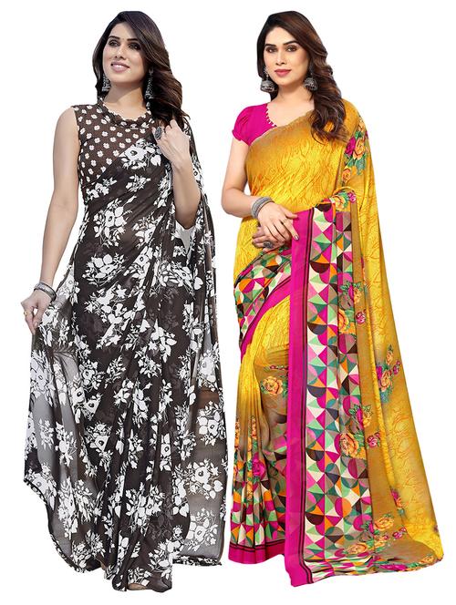 pack of 2 printed casual wear sarees with blouse - 21411878 - Very Small Image - 1