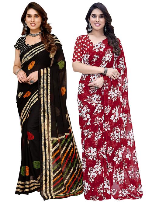 pack of 2 printed casual wear sarees with blouse - 21411885 - Very Small Image - 1