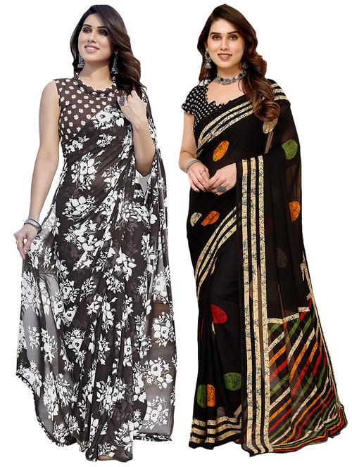 pack of 2 printed casual wear sarees with blouse - 21411887 - Very Small Image - 1